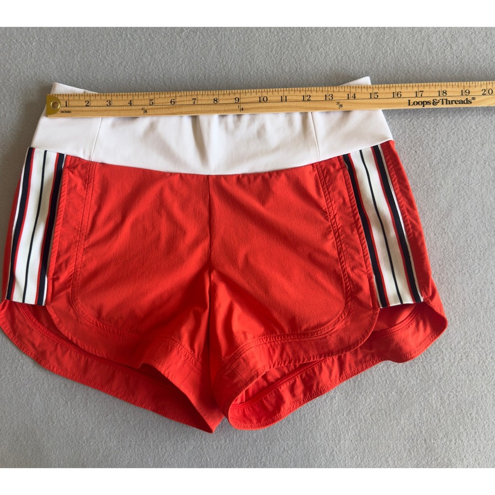 Athleta Women's Orange Athletic Shorts Stripe Side Size 8 Running Training - Picture 9 of 10